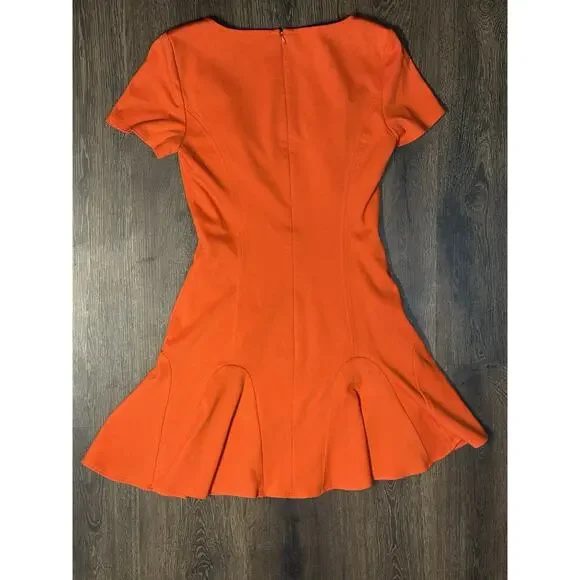 Trina Turk Womens Faith Ponte Flare Mini Dress Short Sleeve Orange size Small - Picture 11 of 11
